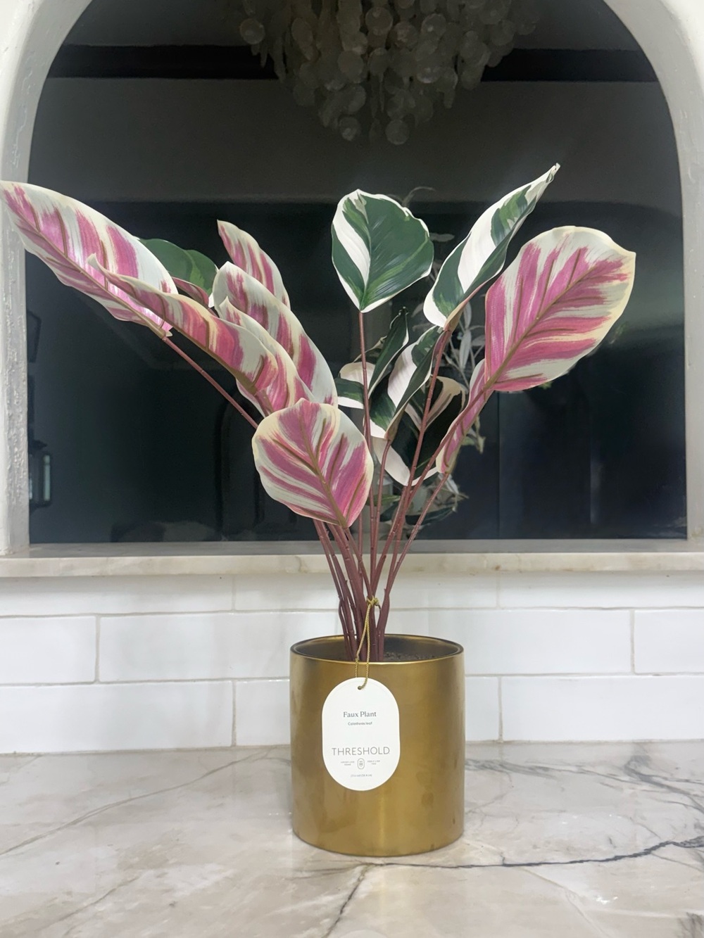 THRESHOLD 23” Calatheas Leaf Faux Plant in Gold Planter